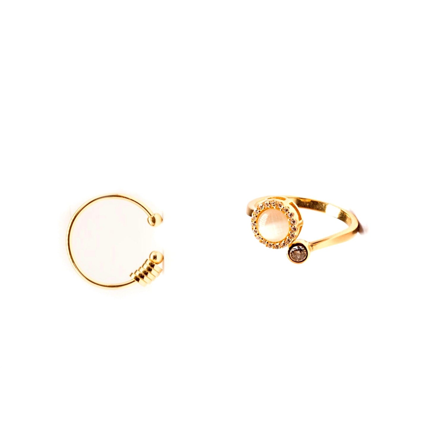 18k gold plated bundle - roller fidget ring and opal spinner anxiety ring - Subtly Anxious