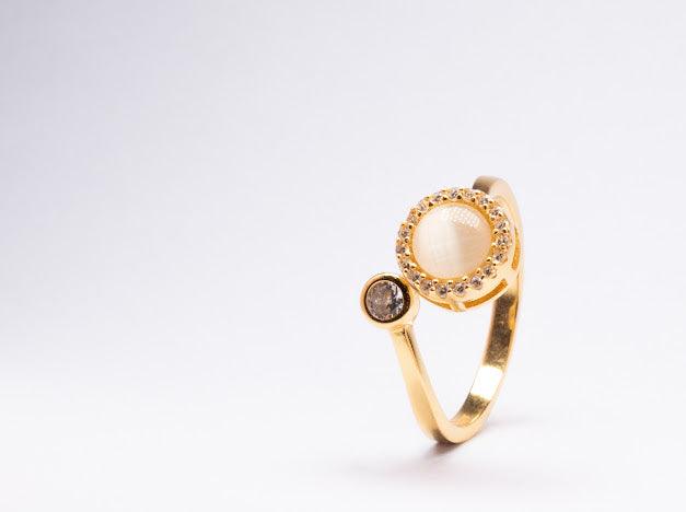 18k gold plated bundle - roller fidget ring and opal spinner anxiety ring - Subtly Anxious