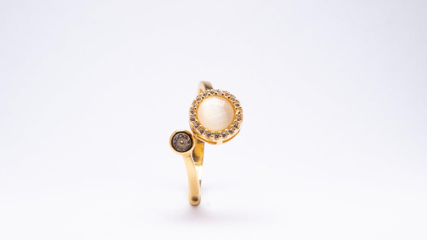18k gold plated on sterling silver with opal fidget spinner ring - Subtly Anxious