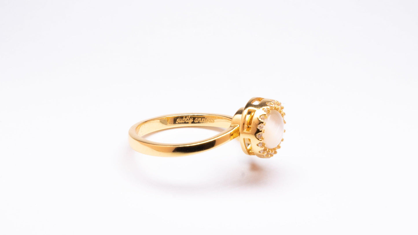 18k gold plated on sterling silver with opal fidget spinner ring - Subtly Anxious
