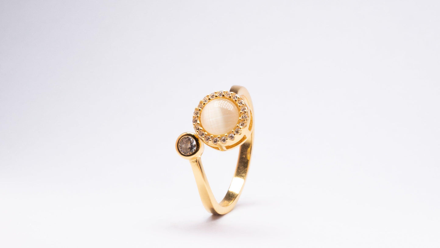 18k gold plated on sterling silver with opal fidget spinner ring - Subtly Anxious