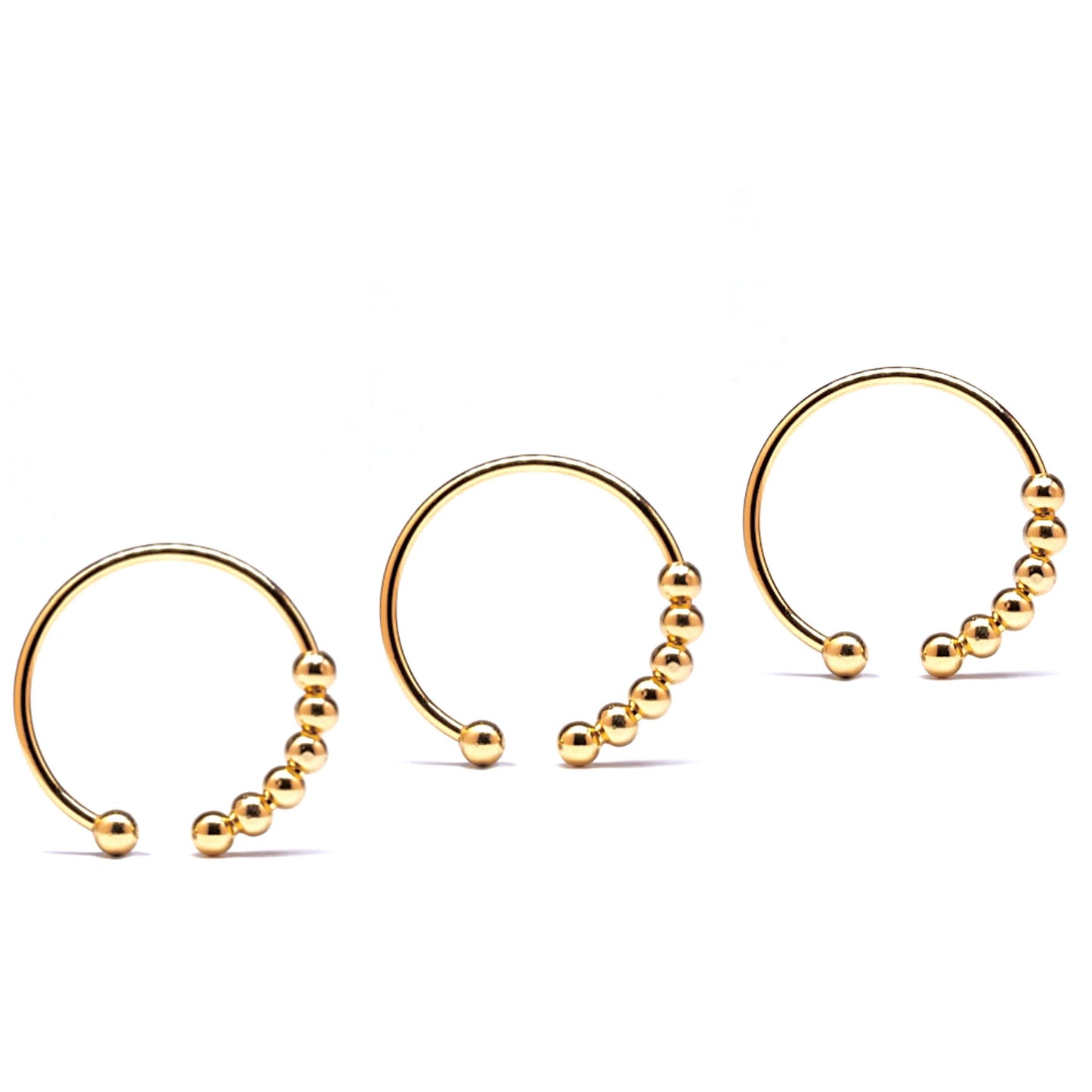 3 piece set - 18k gold plated on sterling silver fidget rings - Subtly Anxious