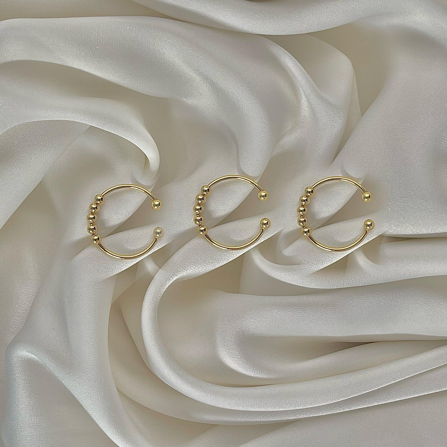 3 piece set - 18k gold plated on sterling silver fidget rings - Subtly Anxious