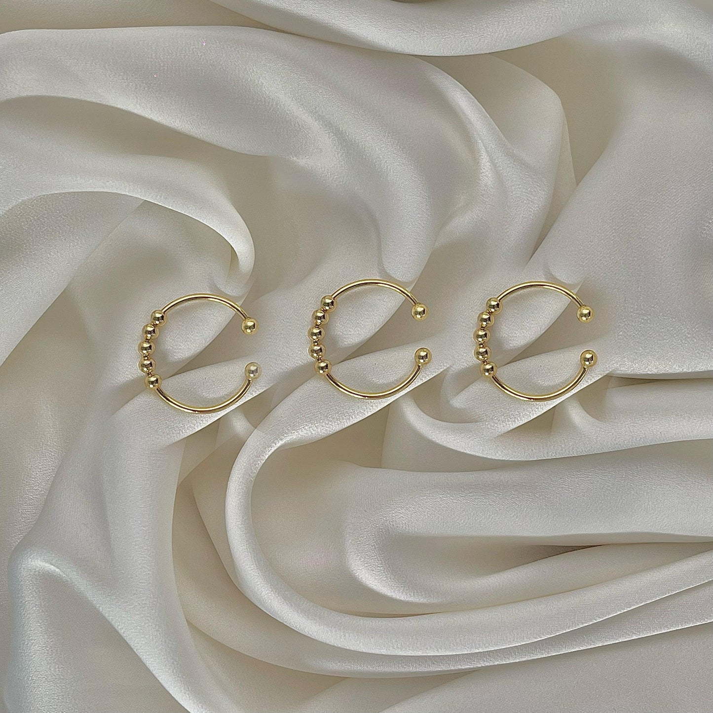 3 piece set - 18k gold plated on sterling silver fidget rings - Subtly Anxious