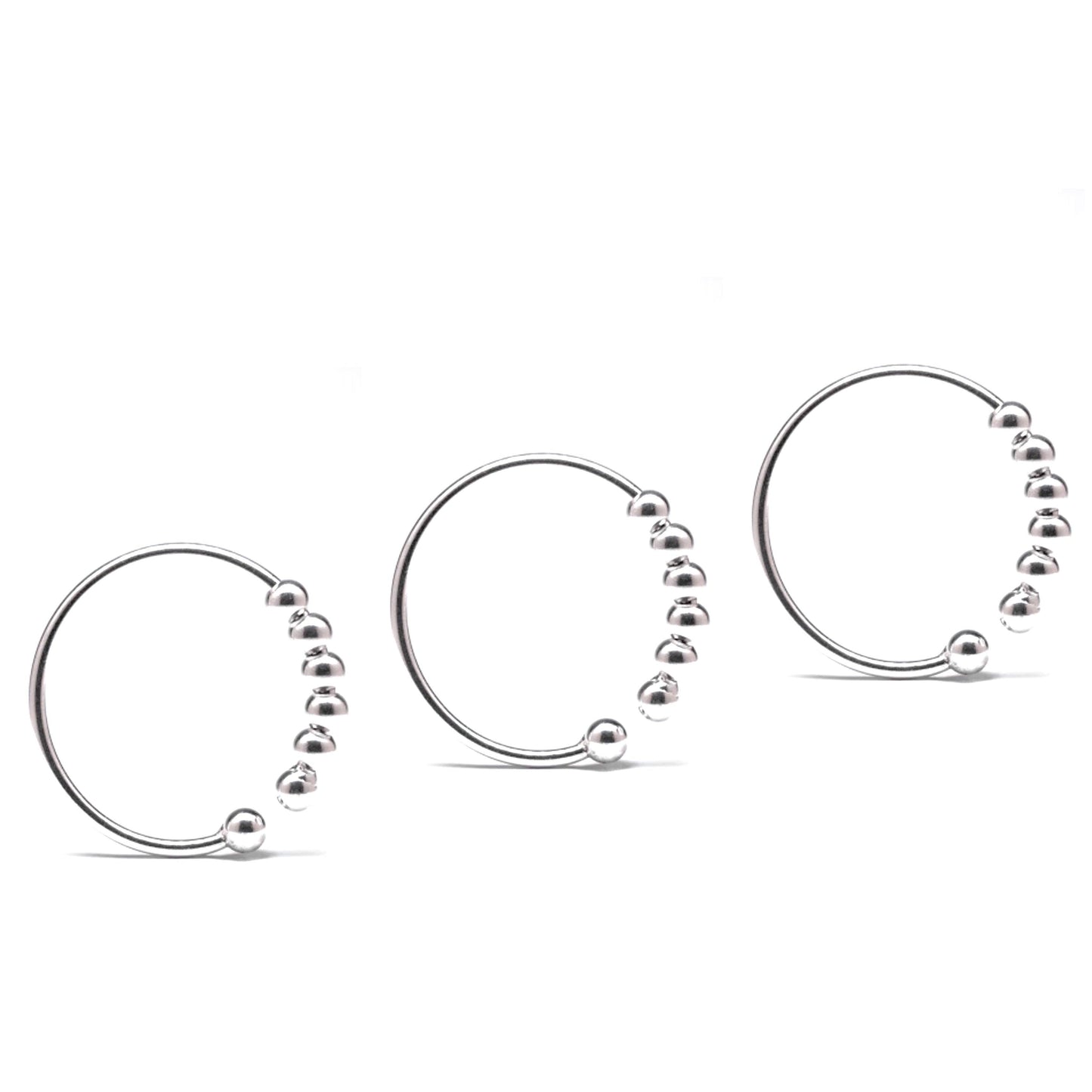 3 ring set - white gold plated on sterling silver abacus ring - Subtly Anxious