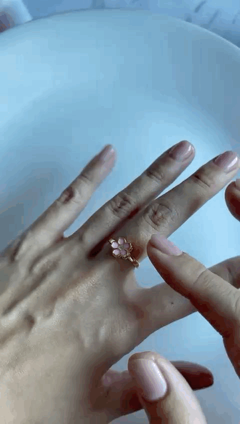 Sakura cherry blossom 18k gold plated sterling silver fidget spinner ring - Delilah