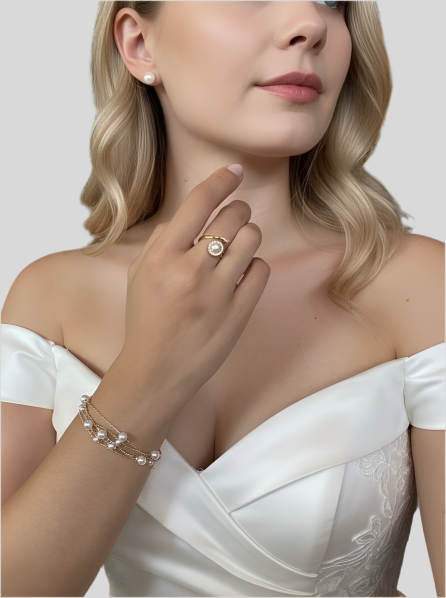 Best seller* 18k gold plated pearl fidget spinner ring