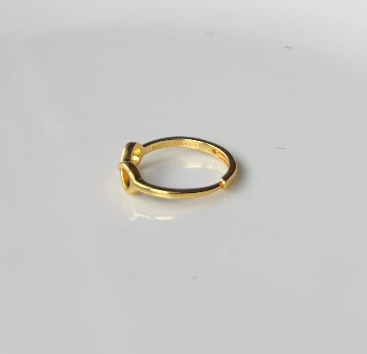 Autism infinity ring: 18k gold plated on sterling silver adjustable - Christina - Subtly Anxious