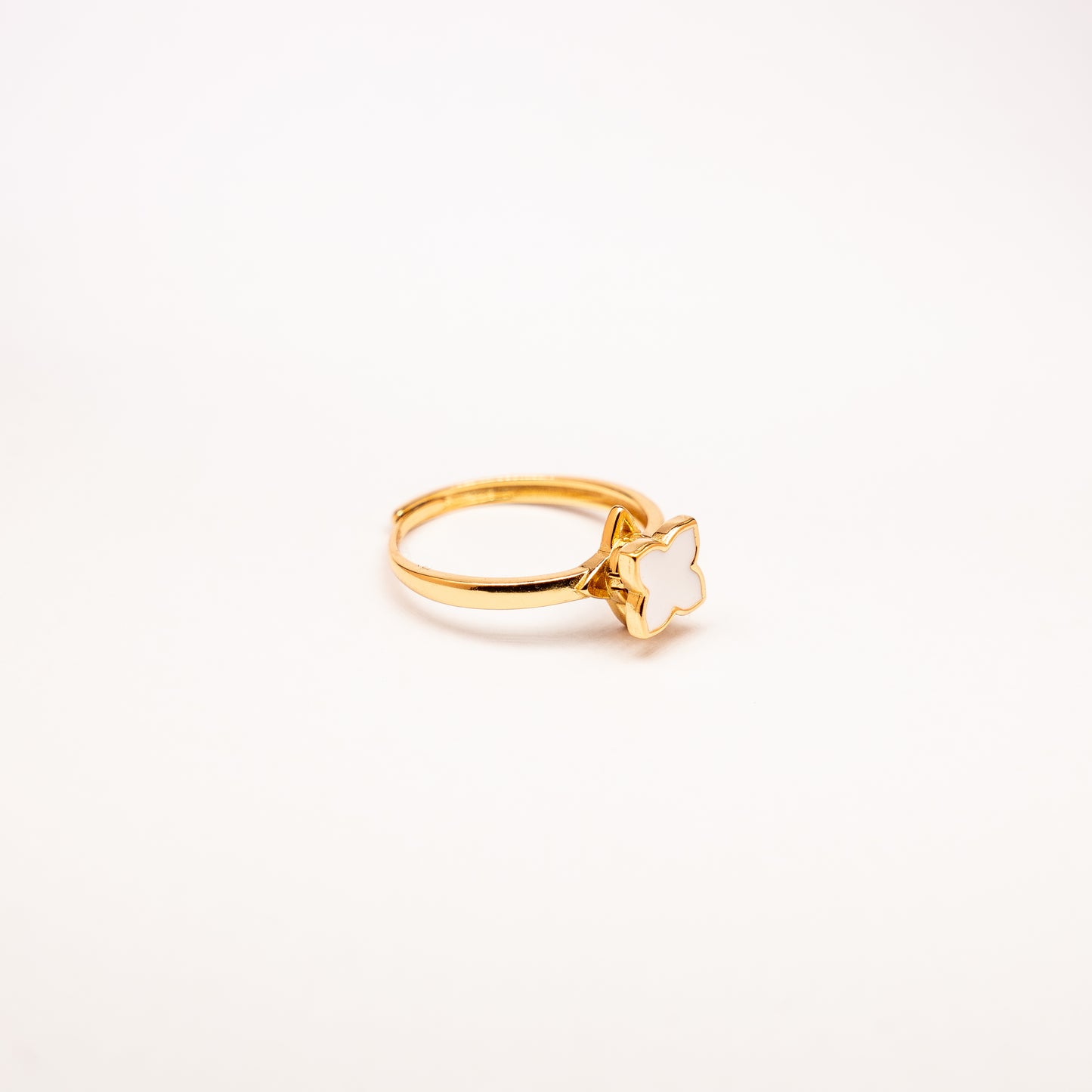 Best seller* 18k gold plated on sterling silver with white flower fidget spinner ring - Remmie *best seller - Subtly Anxious
