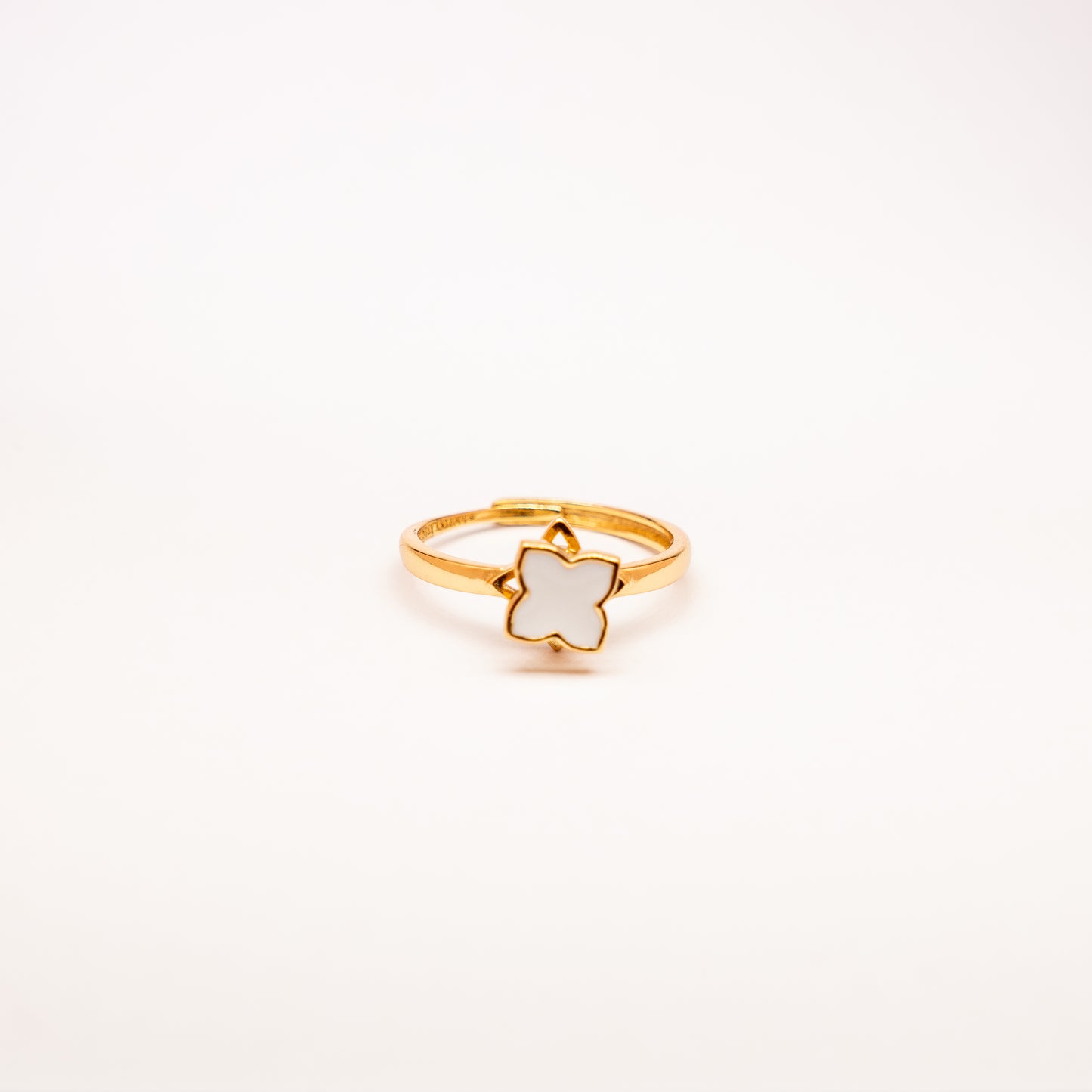 Best seller* 18k gold plated on sterling silver with white flower fidget spinner ring - Remmie *best seller - Subtly Anxious