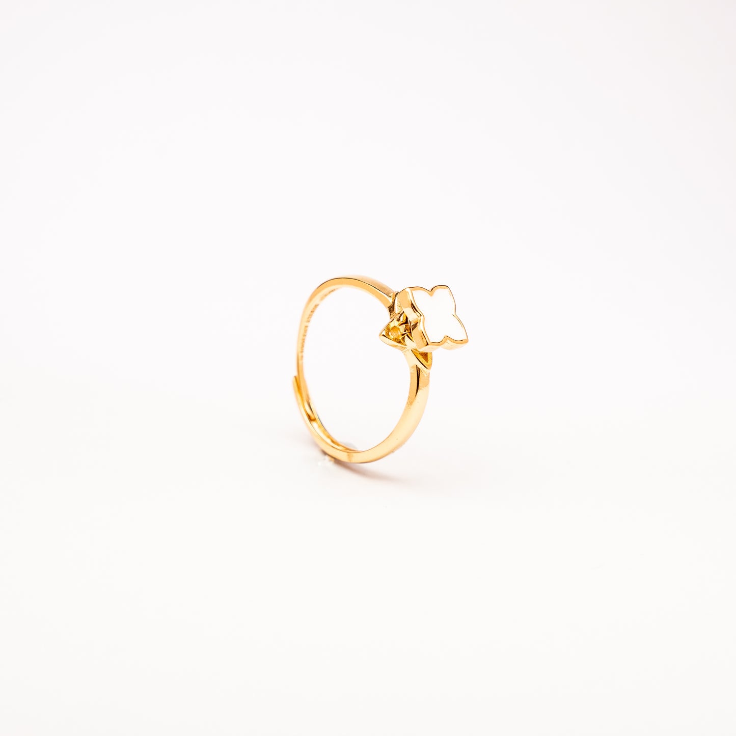 Best seller* 18k gold plated on sterling silver with white flower fidget spinner ring - Remmie *best seller - Subtly Anxious