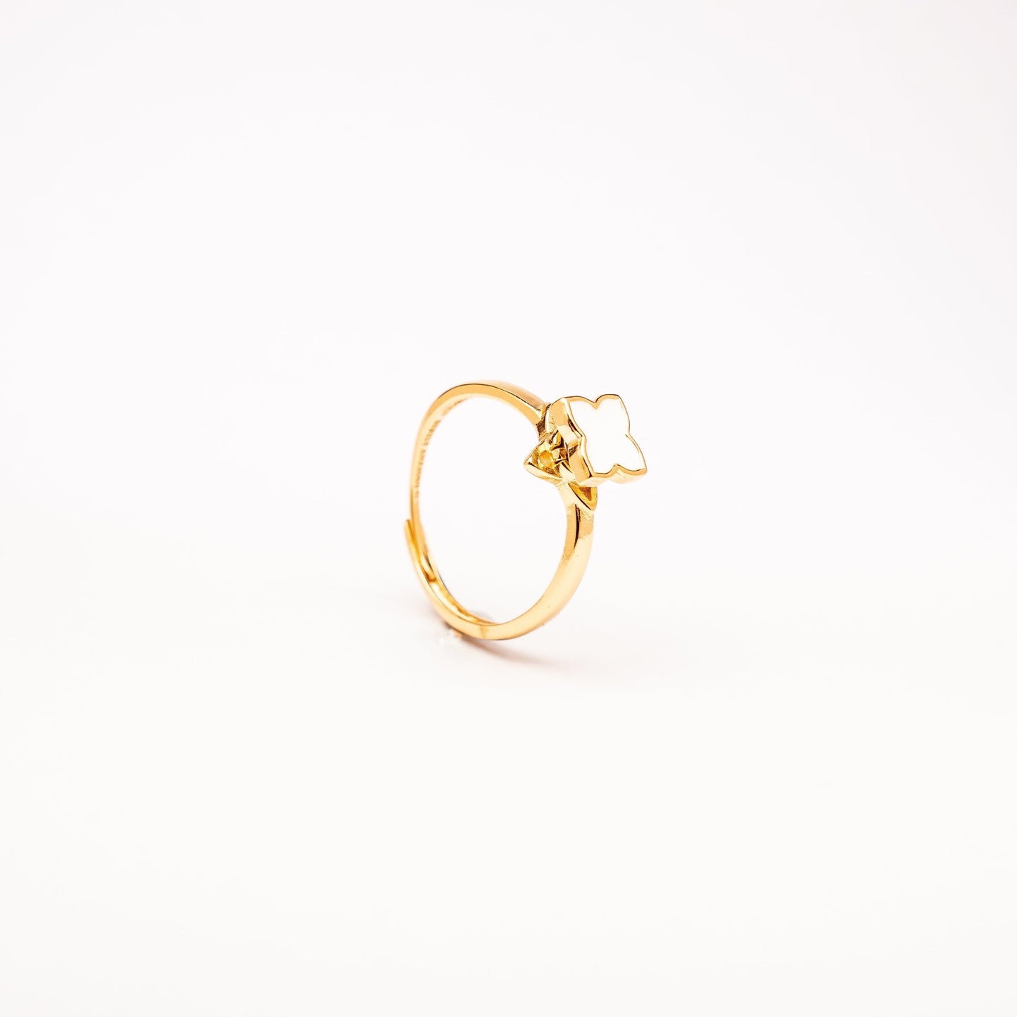 Best seller* 18k gold plated on sterling silver with white flower fidget spinner ring - Remmie *best seller - Subtly Anxious