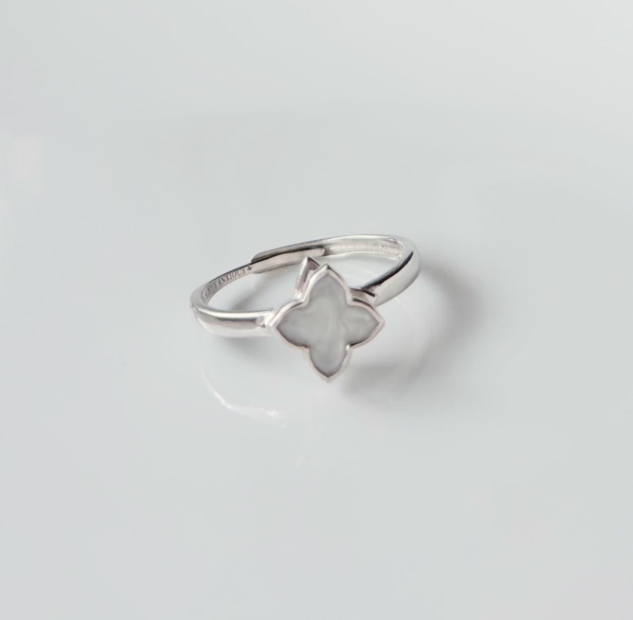 *best seller white gold plated on sterling silver with white flower fidget spinner ring - Remmie - Subtly Anxious
