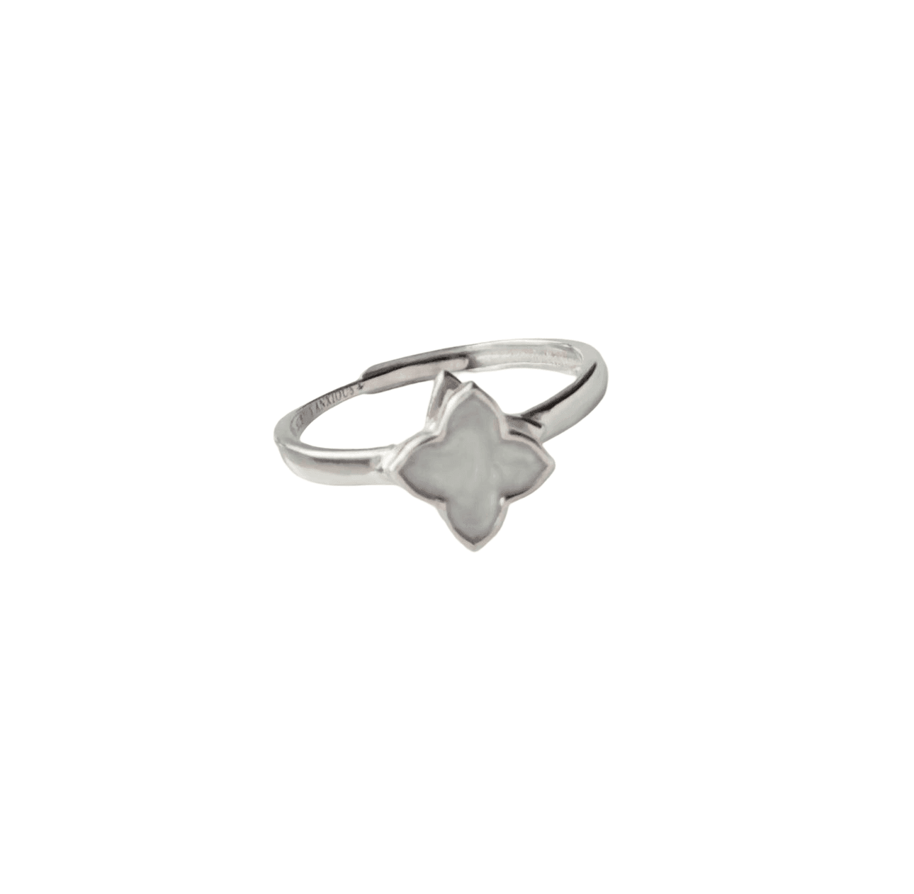 *Best seller white gold plated on sterling silver with white flower fidget spinner ring - Remmie