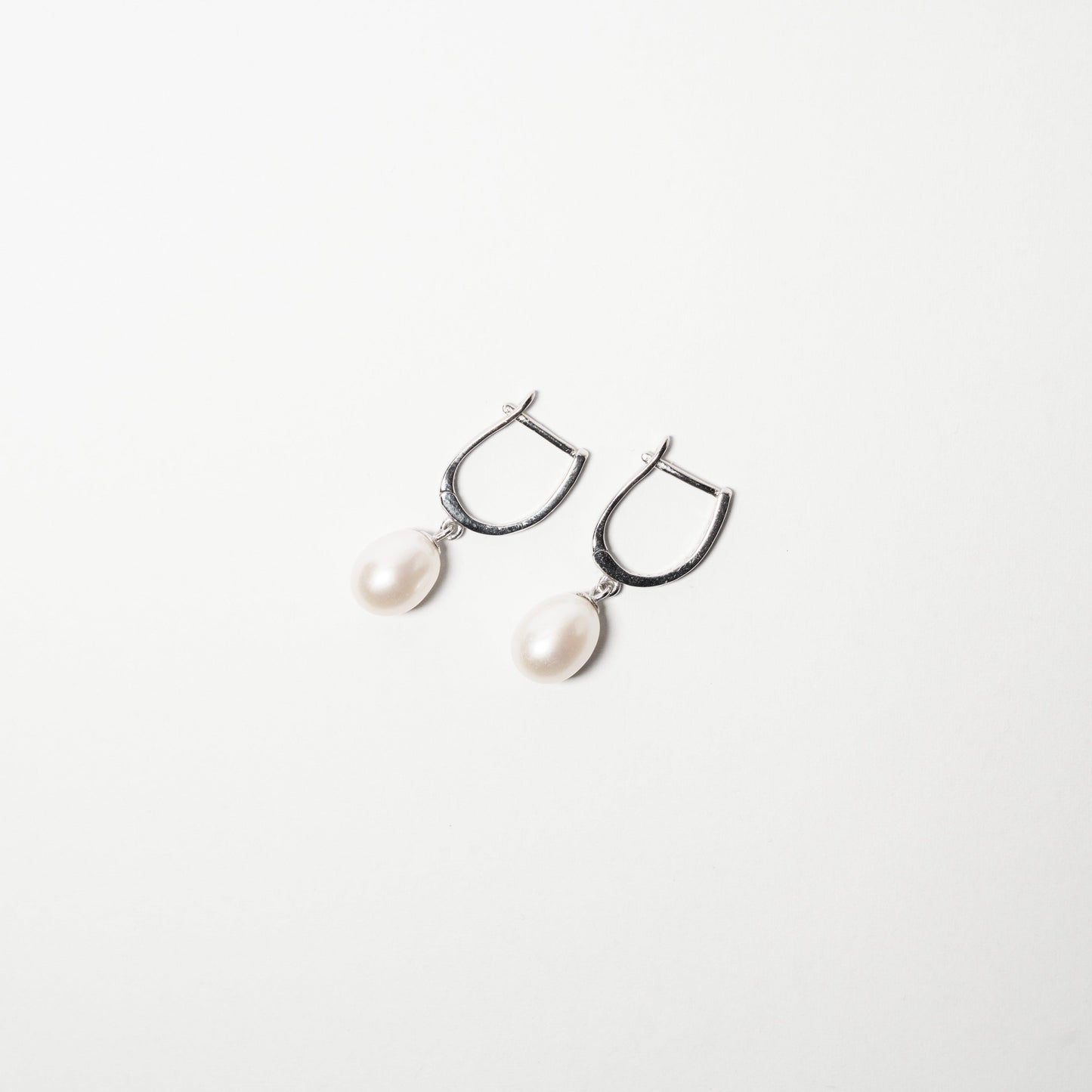 Drop freshwater pearl huggies style earrings with sterling silver - Subtly Anxious