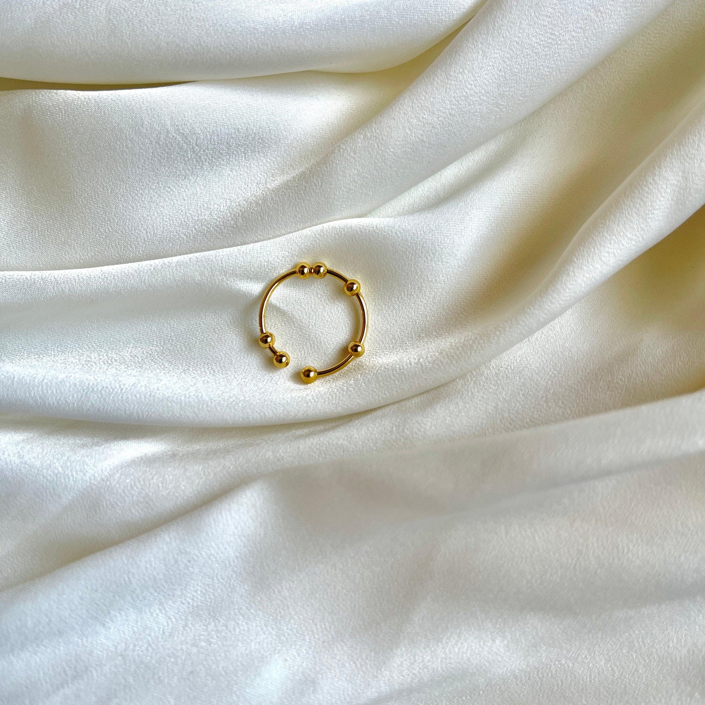 Kids 18k gold plated on sterling silver abacus fidget ring - adjustable - Subtly Anxious