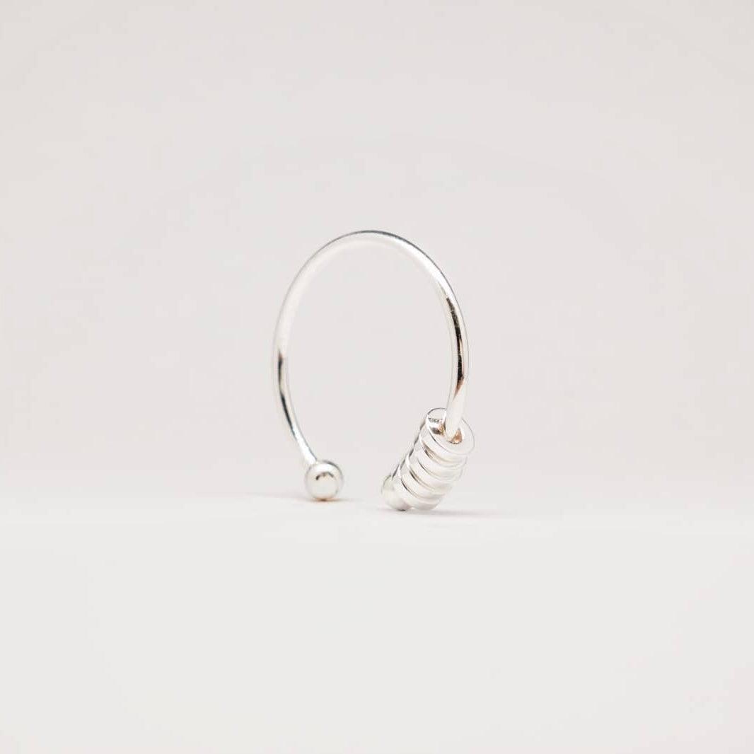 Kids roller fidget ring in white gold plated on sterling silver - adjustable - Subtly Anxious
