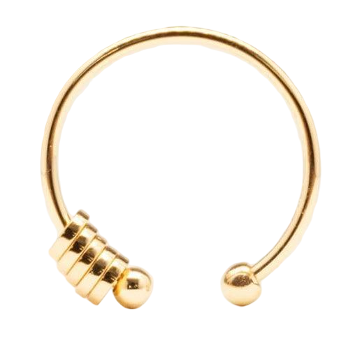 Kids size roller fidget ring 18k gold plated on sterling silver - adjustable