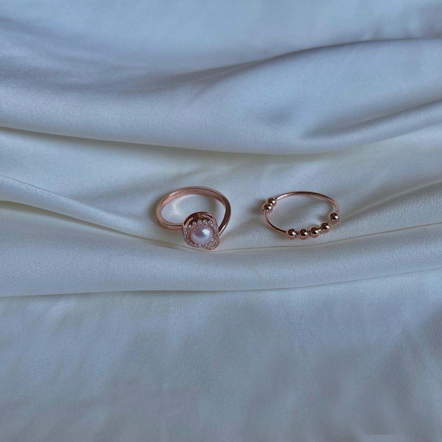 Rose gold bundle sterling silver - fidget spinner ring and abacus fidget ring - Subtly Anxious
