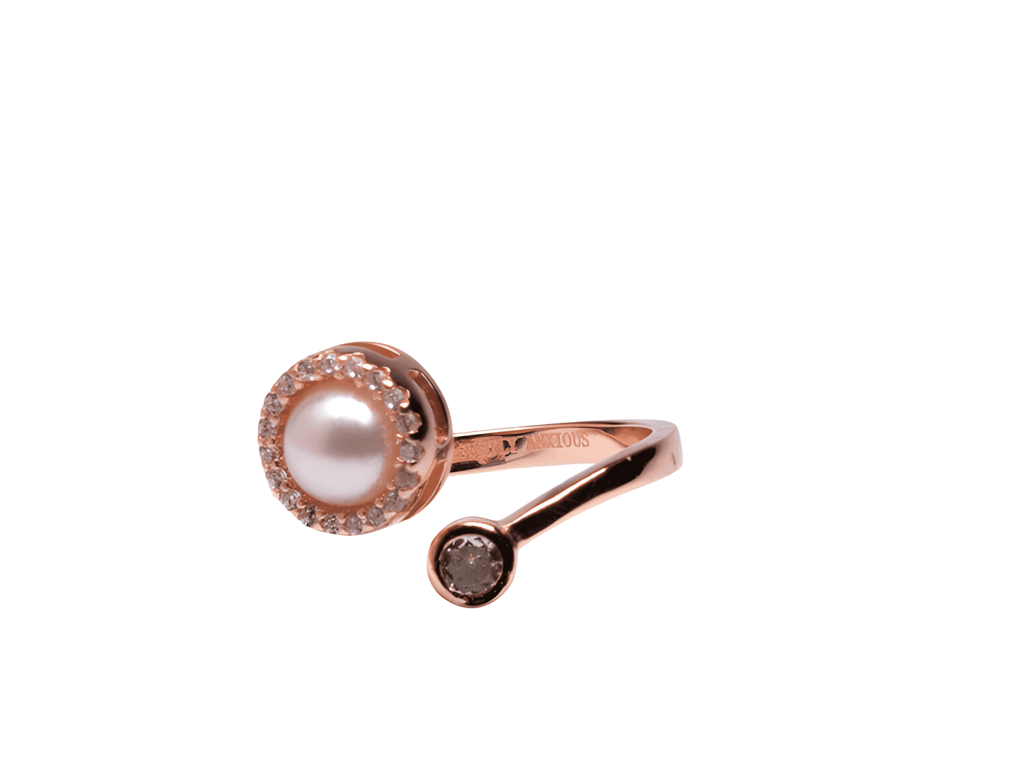 Rose gold pearl fidget spinner ring