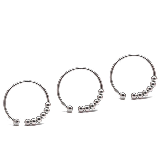 Set of 3 - solid 925 sterling silver abacus fidget rings - Subtly Anxious