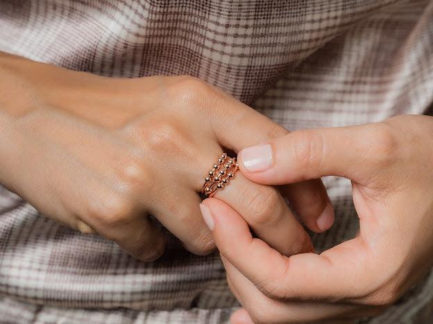 3 piece set - rose gold plated on sterling silver abacus fidget rings - Subtly Anxious