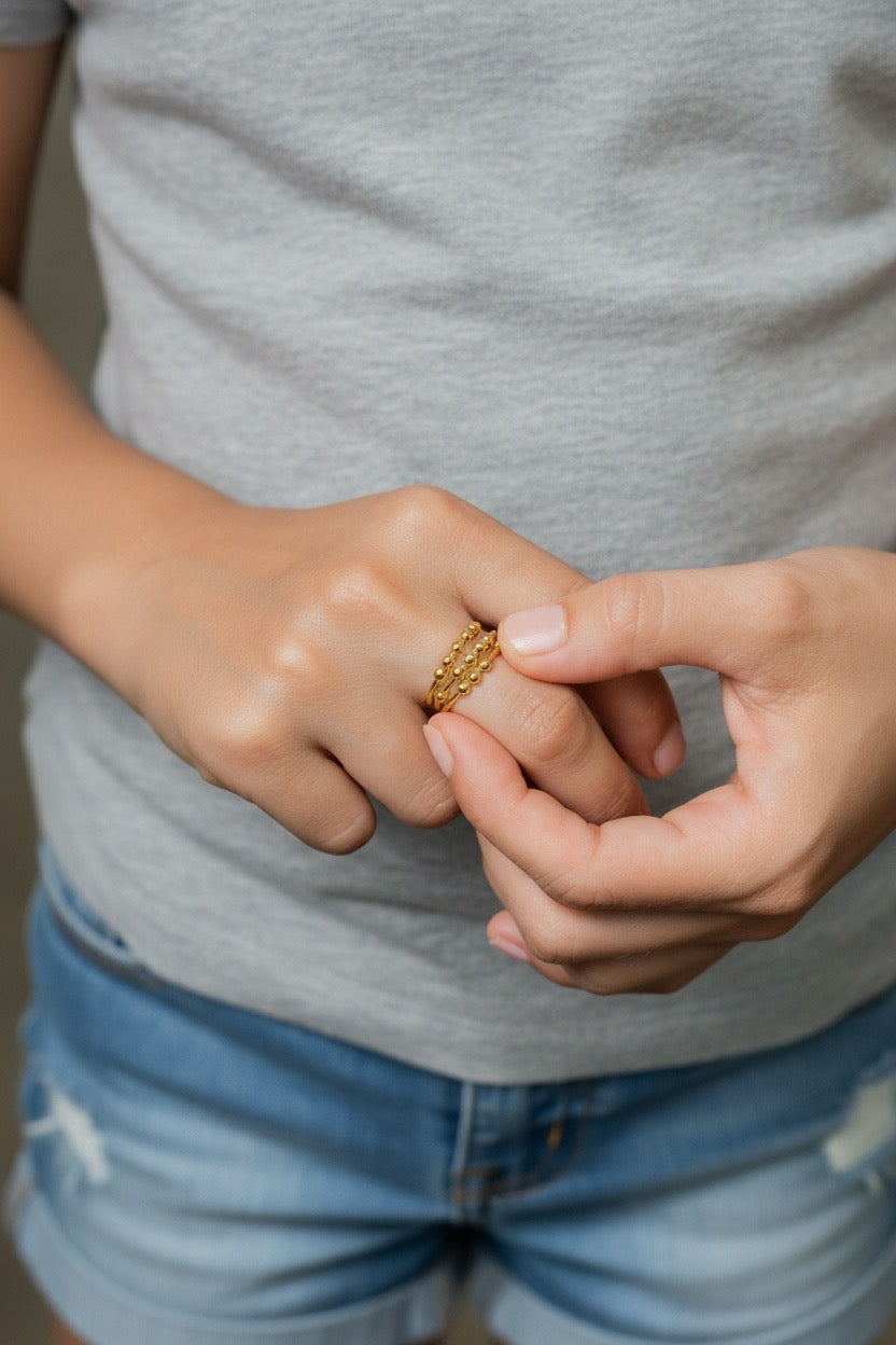 Low stock* 3 kids fidget ring - 18k gold plated on sterling silver abacus