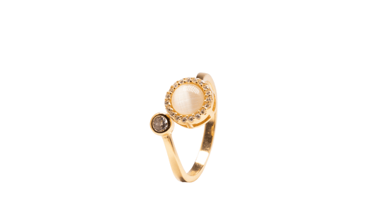 18k gold plated on sterling silver with opal fidget spinner ring
