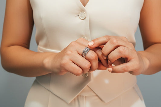 3 fidget ring set - white gold plated on sterling silver abacus ring