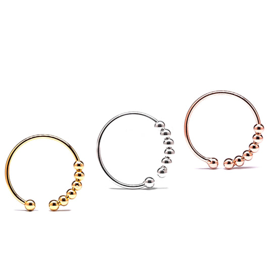 3 piece set - white gold, rose gold & 18k gold plated on sterling silver abacus fidget ring - Subtly Anxious