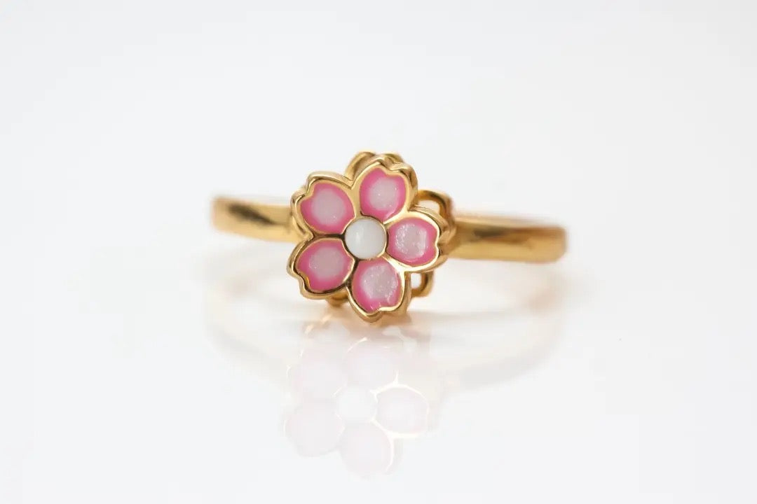 DELILAH - Sakura cherry blossom 18k gold fidget spinner ring