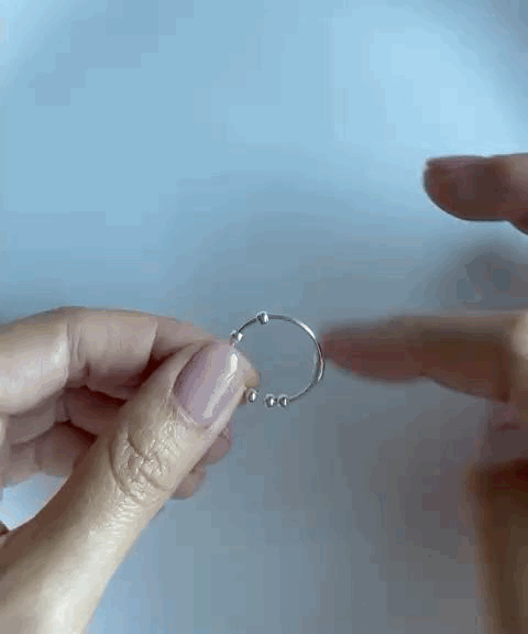 18k gold plated on sterling silver bundle - abacus fidget ring and opal or pearl spinner anxiety ring