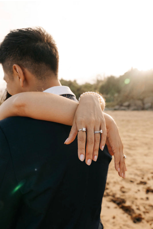 2 Piece Bundle: JESSIE clicking fidget ring and REMMIE white gold spinning flower ring