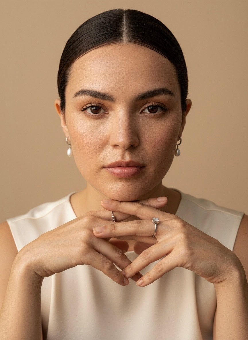 3 Piece Christmas Bundle: Mum daughter fidget ring- white gold plated collection