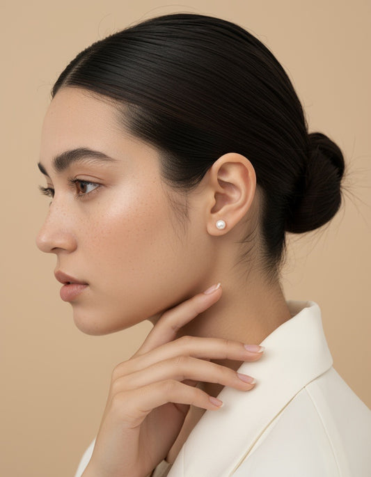 Cultured freshwater pearl stud earrings with s925 sterling silver backing