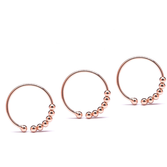 3 x rose gold plated 925 sterling silver abacus fidget rings - adjustable subtly anxious