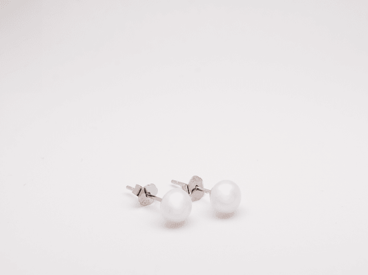 Cultured freshwater pearl stud earrings with s925 sterling silver backing - Subtly Anxious