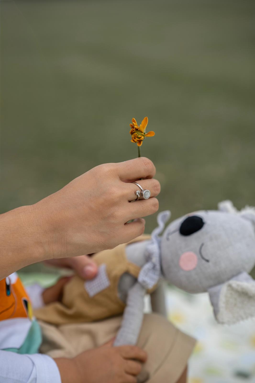 *Low stock* White gold plated opal fidget spinner ring