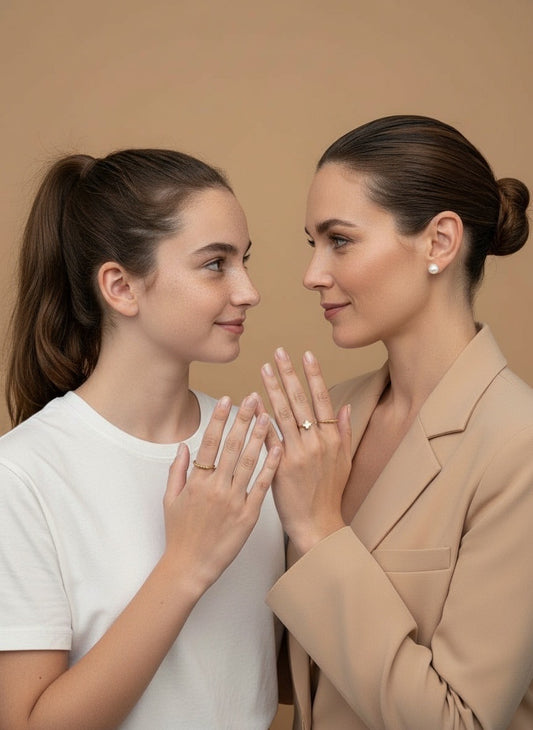 Mum and daughter wearing anxiety rings 