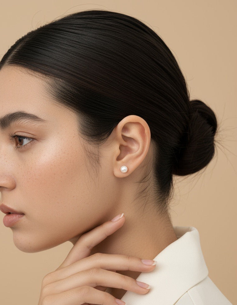 Cultured freshwater pearl stud earrings with s925 sterling silver backing