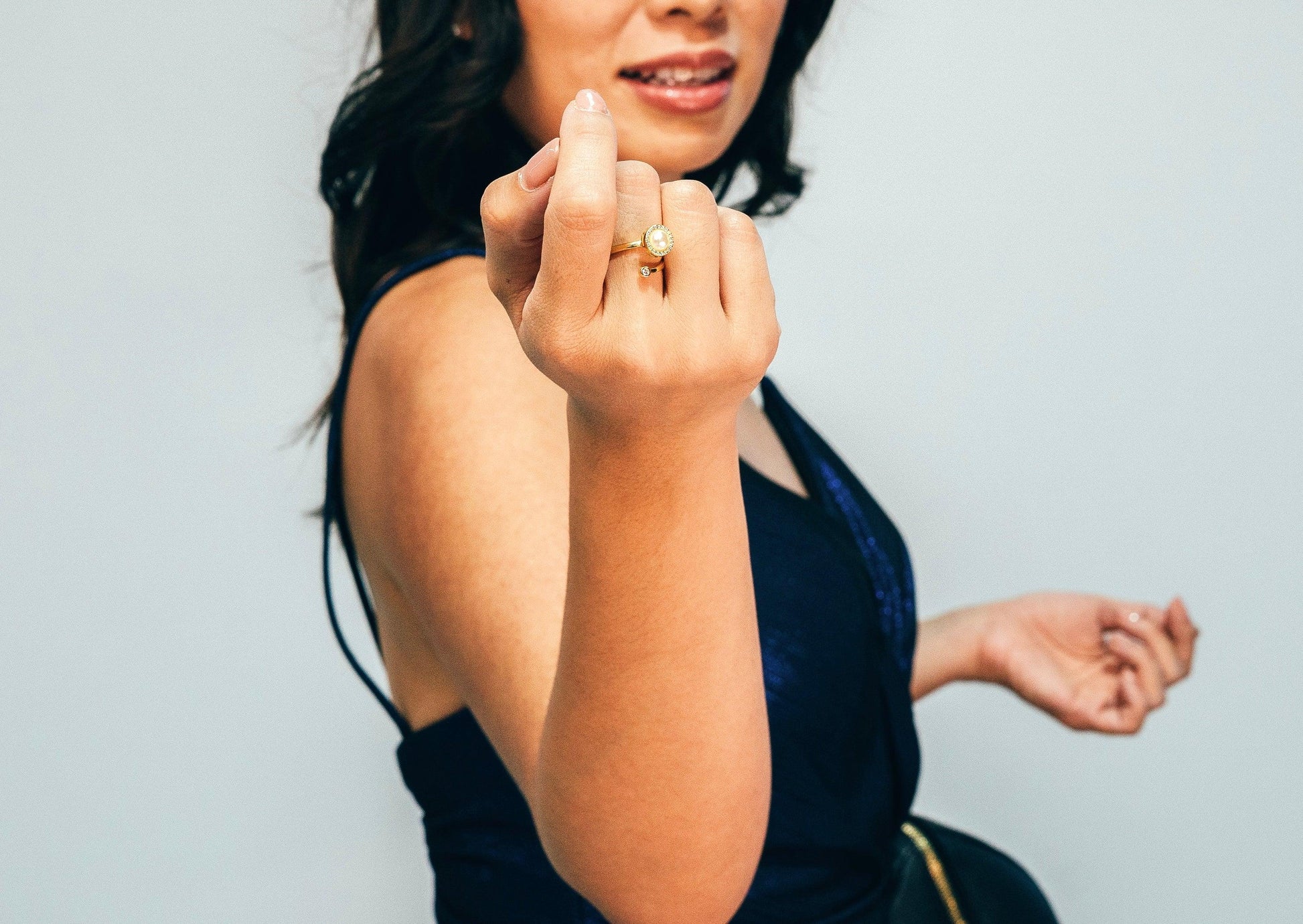 Best seller* 18k gold plated on sterling silver with pearl fidget spinner ring - Subtly Anxious