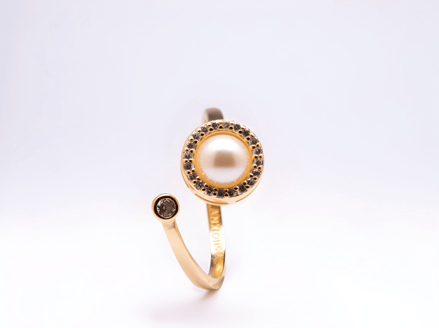 Best seller* 18k gold plated on sterling silver with pearl fidget spinner ring - Subtly Anxious
