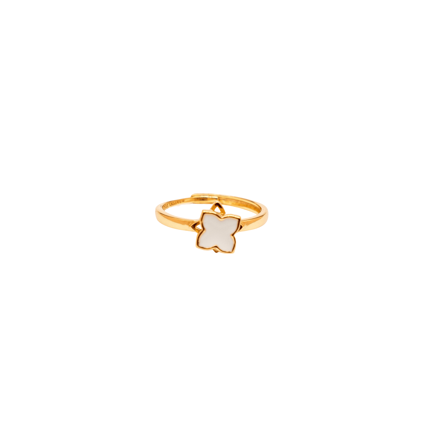 Best seller* 18k gold plated on sterling silver with white flower fidget spinner ring - Remmie *best seller