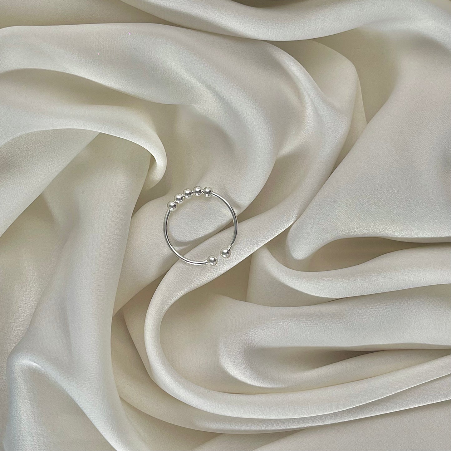 Best seller* white gold plated on sterling silver abacus fidget ring - Subtly Anxious