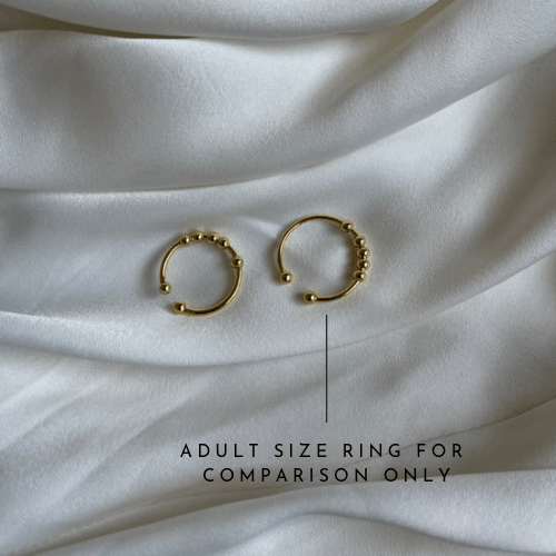 Kids 18k gold plated on sterling silver abacus fidget ring - adjustable - Subtly Anxious