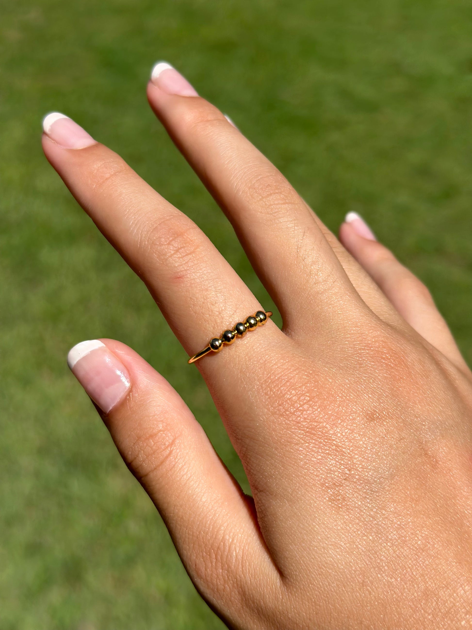 Kids 18k gold plated on sterling silver abacus fidget ring - adjustable - Subtly Anxious