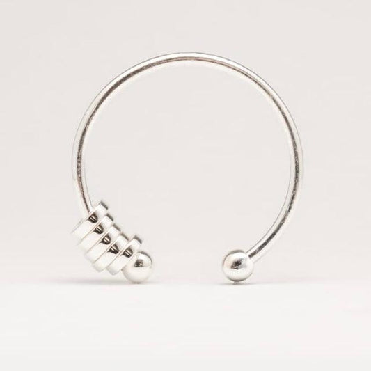 Kids roller fidget ring in white gold plated on sterling silver - adjustable - Subtly Anxious