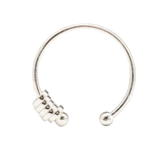 Kids roller fidget ring in white gold plated on sterling silver - adjustable