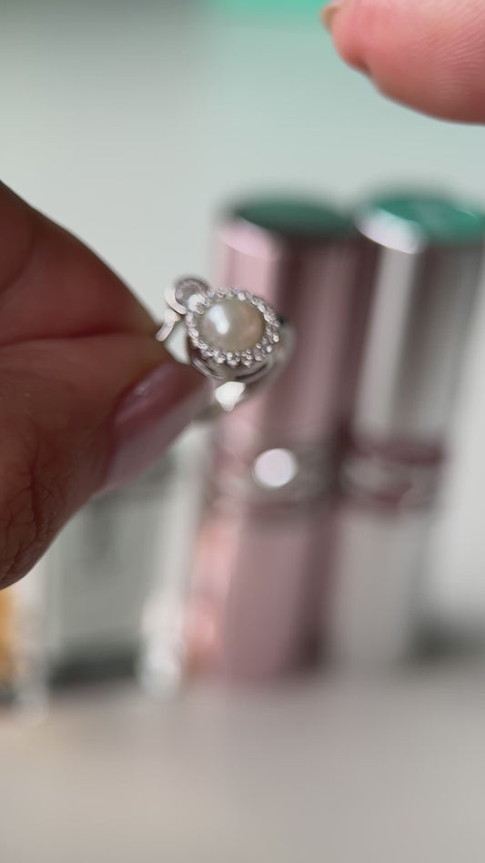 *Best seller* ELENA - white gold pearl fidget spinner ring