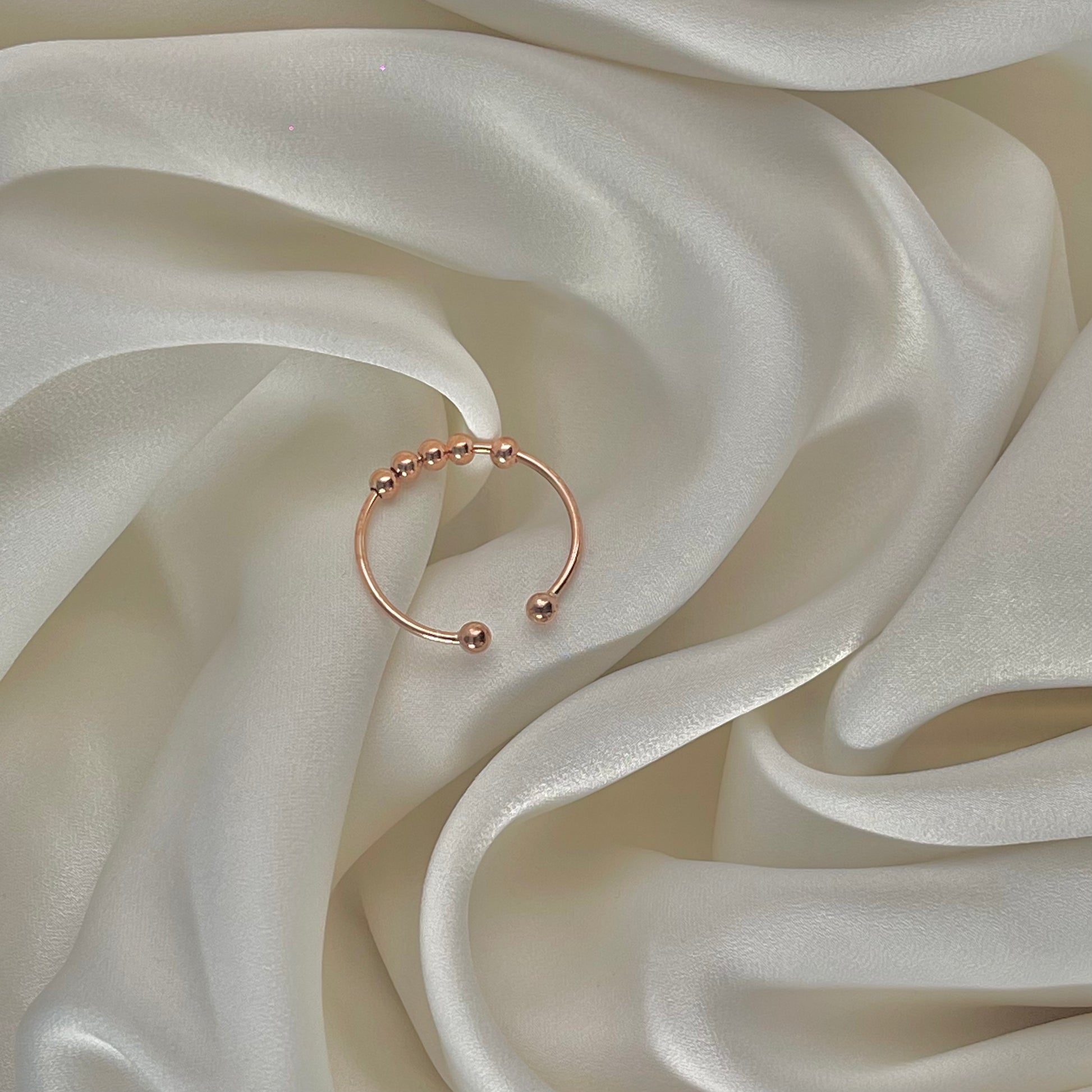 Rose gold plated on sterling silver abacus fidget ring - Subtly Anxious